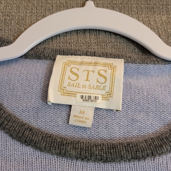 Sail to Sable STS Cashmere Wool Blend Casual Stripe Sweater Size Medium - Picture 3 of 4